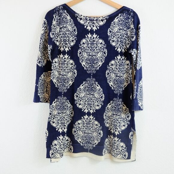 Lilly‎ Pulitzer Sweater Women Sz S Blue Knit Merino Wool Paisley Business Casual - Picture 4 of 12